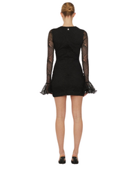 Shiny Mini Flounce Dress Black