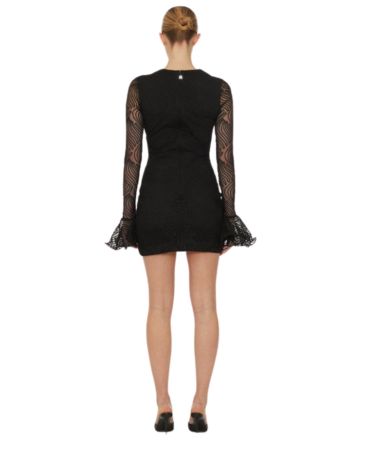 Shiny Mini Flounce Dress Black