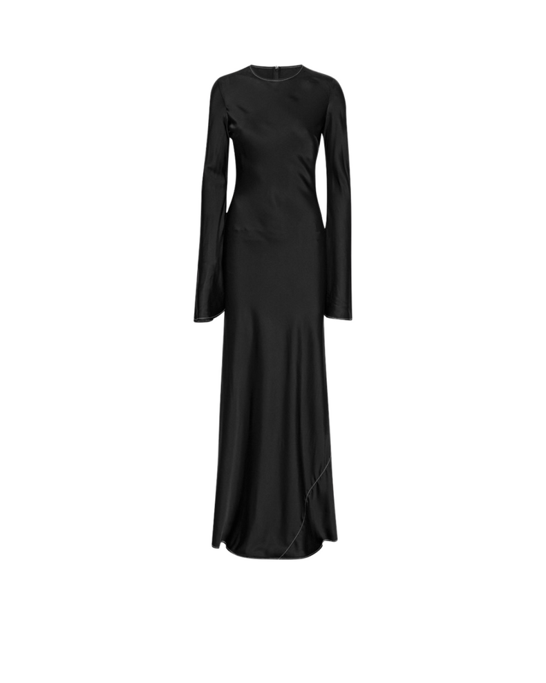 Satin Maxi Dress Black