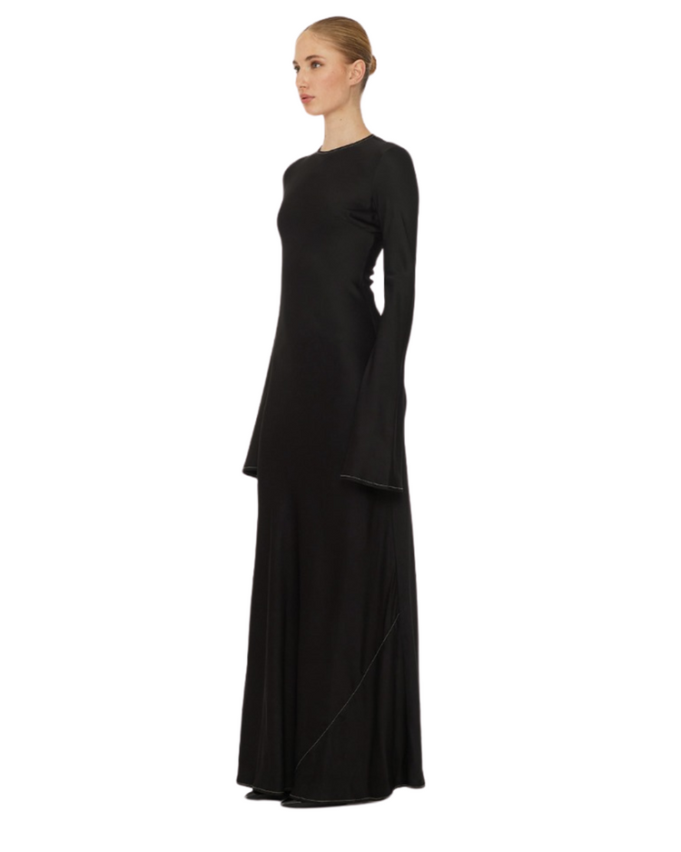 Satin Maxi Dress Black