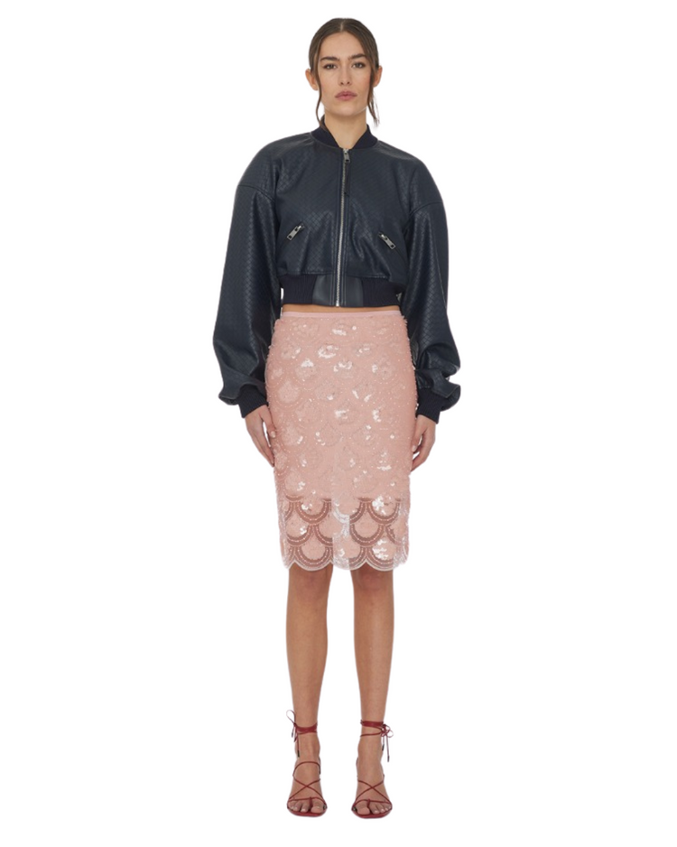 Sequin Pencil Skirt Peachskin