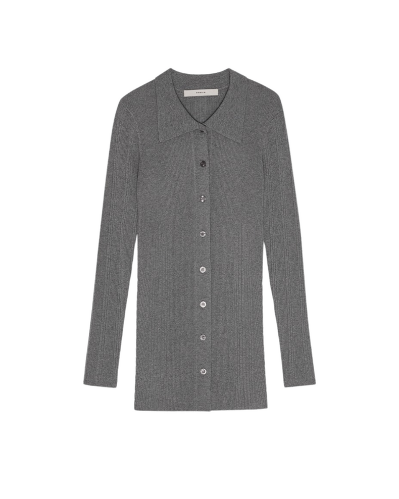 Rib Knit Cardigan Granite Gray