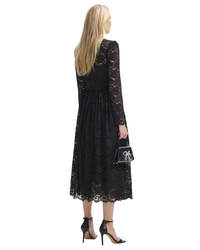 Black Cord Lace Midi Dress