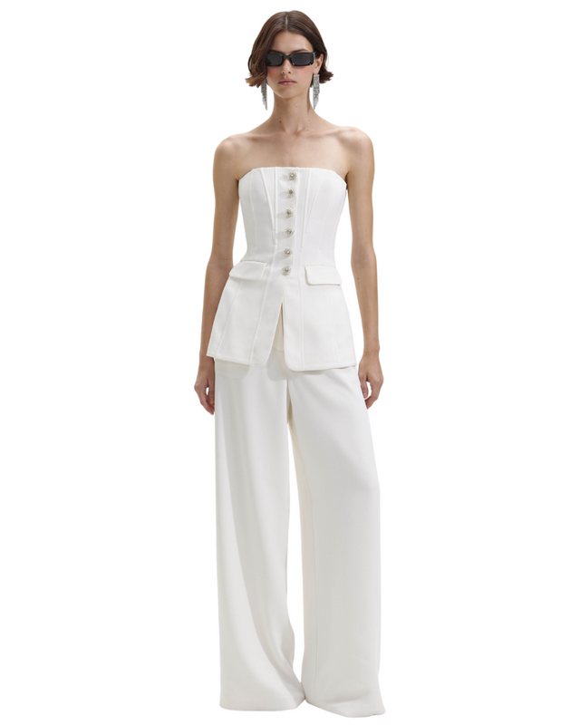 White Bandeau Crepe Jumpsuit