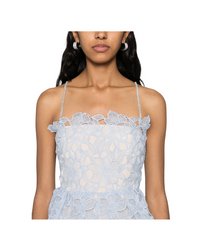 Blue Organza Lace Midi Dress