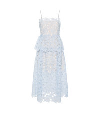 Blue Organza Lace Midi Dress