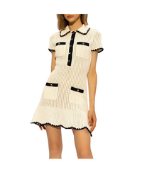 Cream Crochet Collared Mini Dress