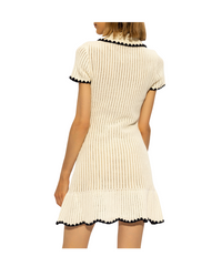 Cream Crochet Collared Mini Dress