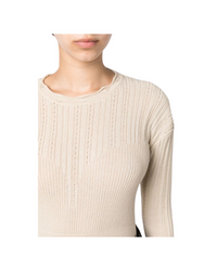 Transparent Block Knit Blouse Angora