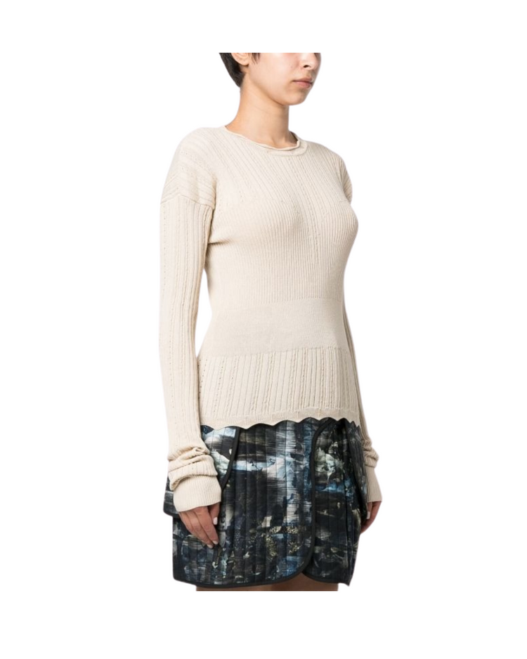 Transparent Block Knit Blouse Angora