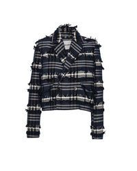 Express Blazer Navy Black Fringe Checks