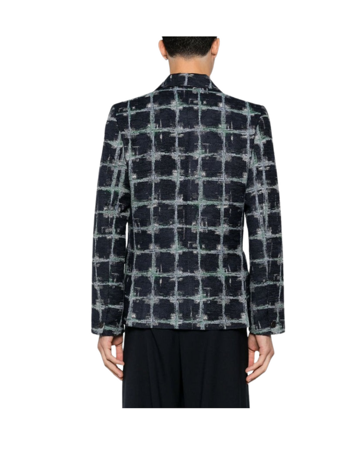 Motif Blazer Dark Shibori Grid