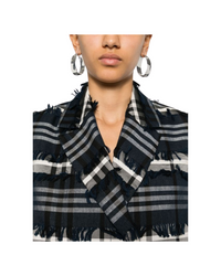 Express Blazer Navy Black Fringe Checks