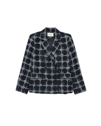 Motif Blazer Dark Shibori Grid