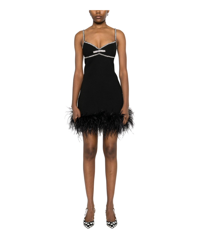 Crepe Feather Mini Dress