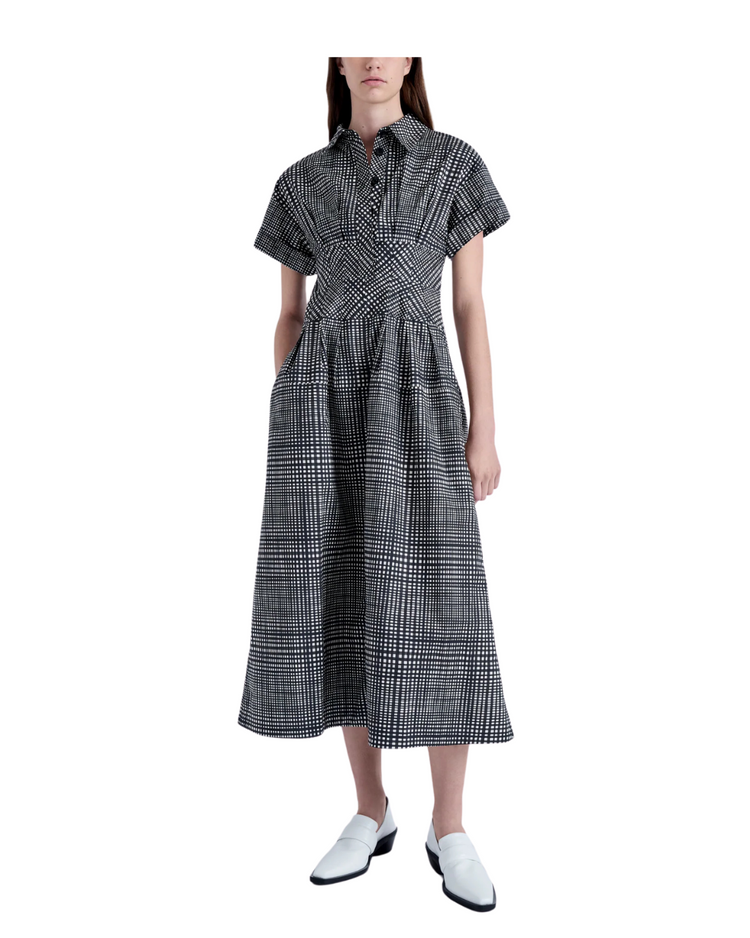 Balston Dress in Grid Poplin