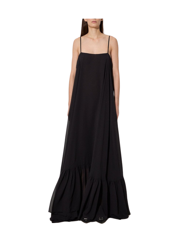 Chiffon Maxi Wide Dress Black