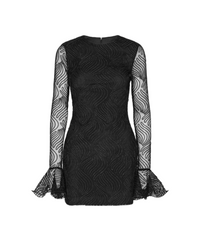 Shiny Mini Flounce Dress Black