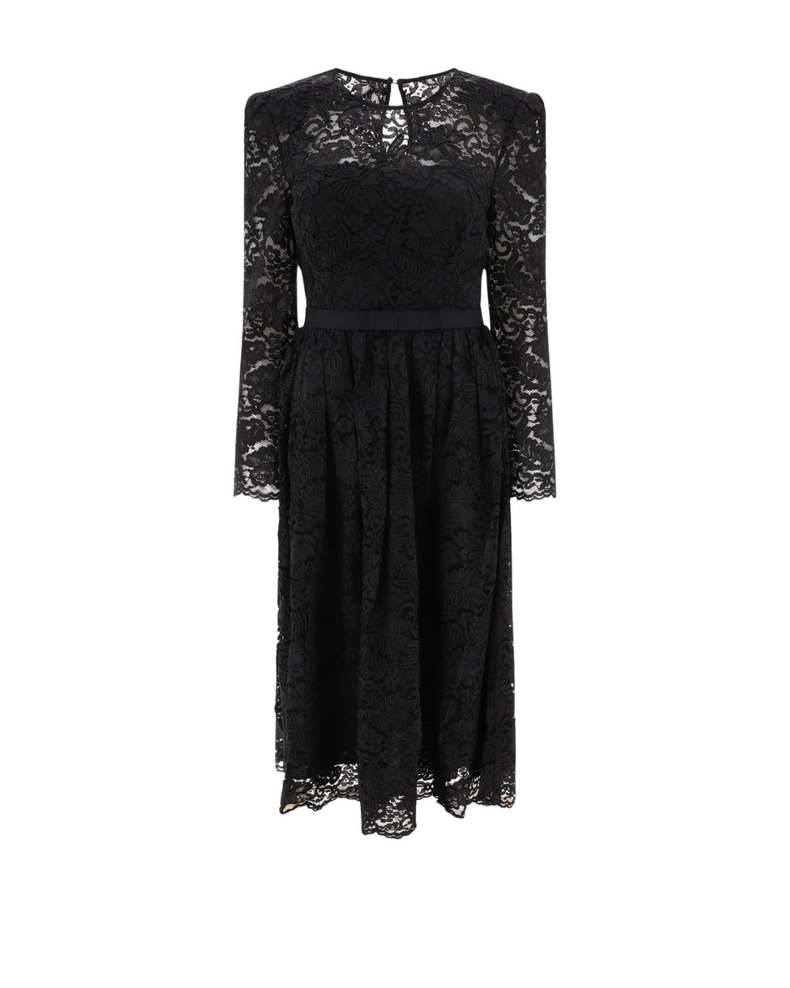 Black Cord Lace Midi Dress