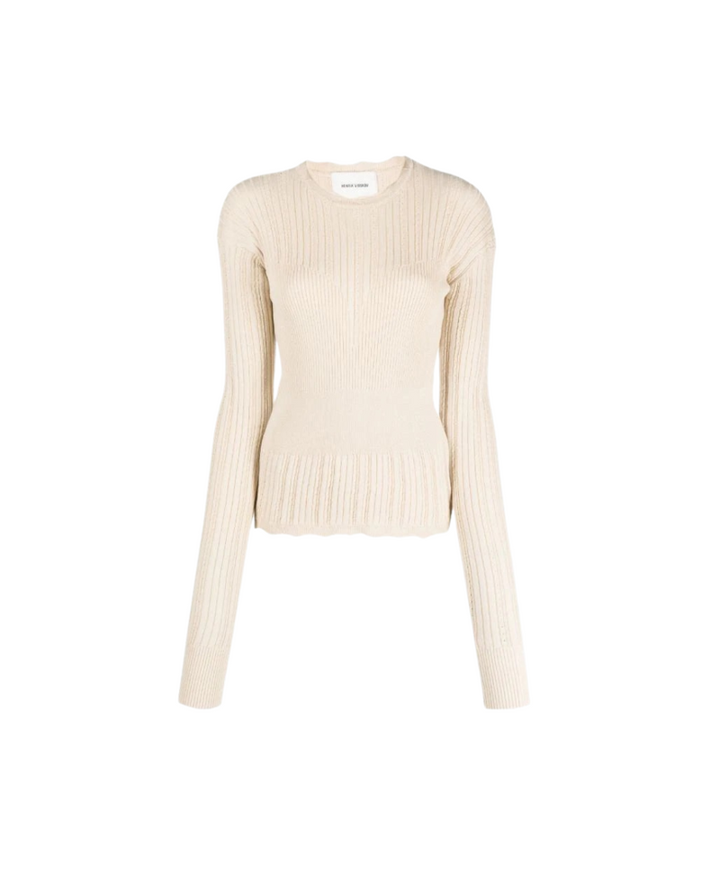 Transparent Block Knit Blouse Angora